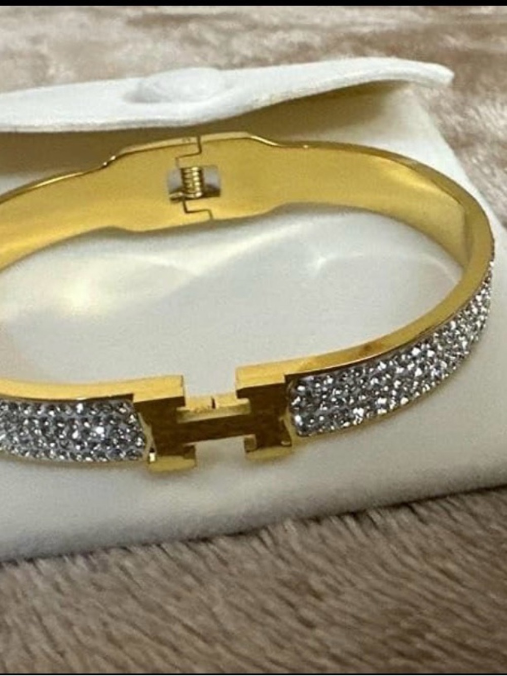 Gold-Tone Crystal Pavé Hinge Bracelet - Gold